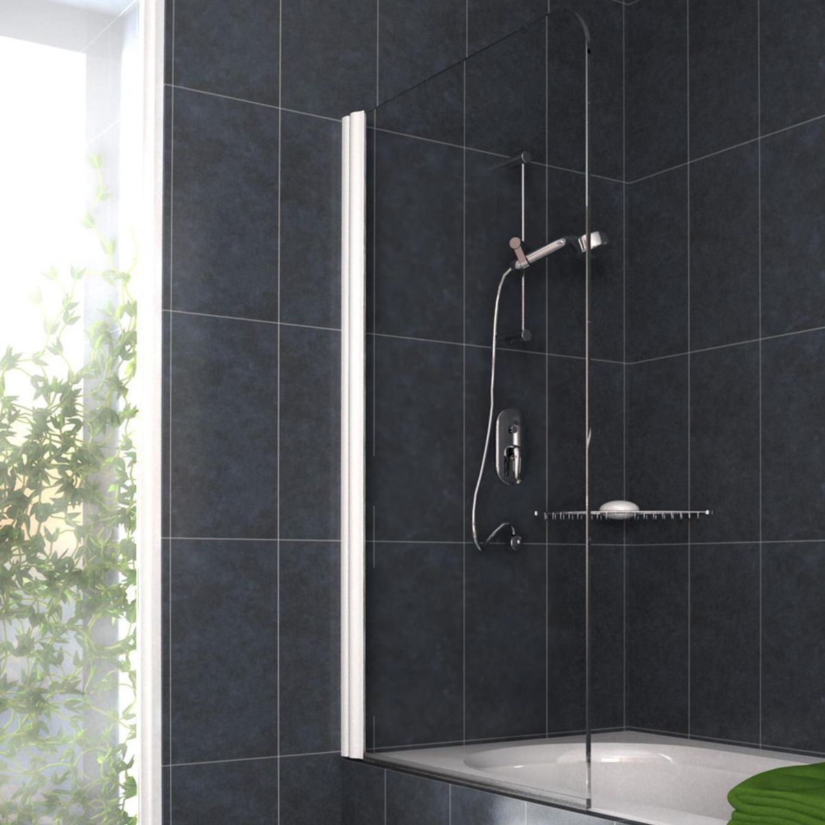WINTEC - Mampara Batiente Vidrio templado Incoloro 80x140cm