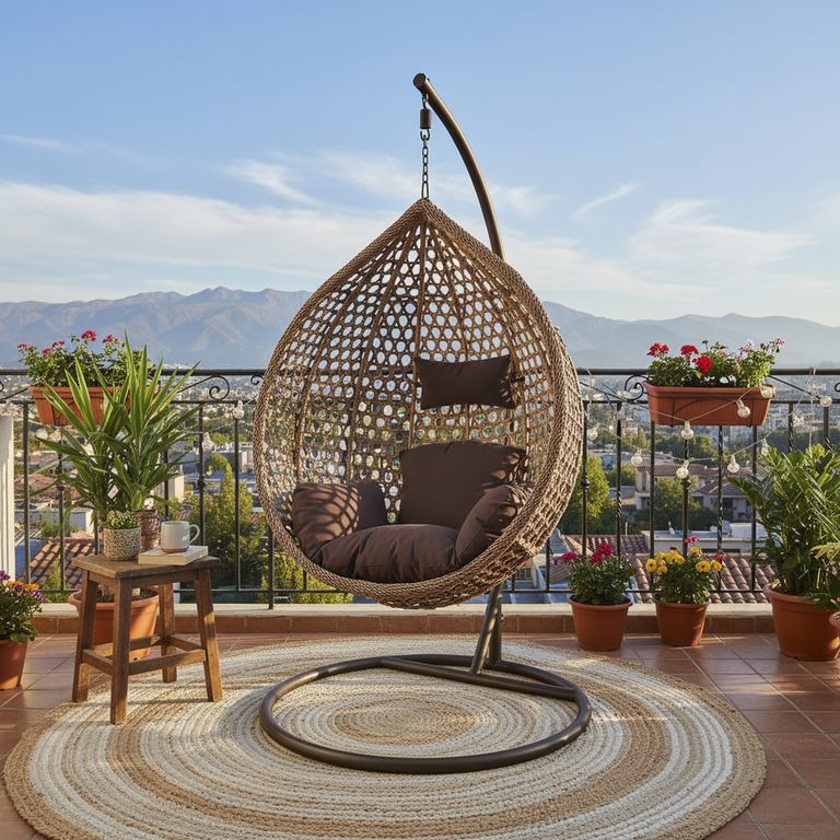 Silla Colgante 195x95x70 cm Ratán Café