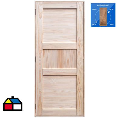 Puerta Pino 3 paneles Dual 80 x 200 cm