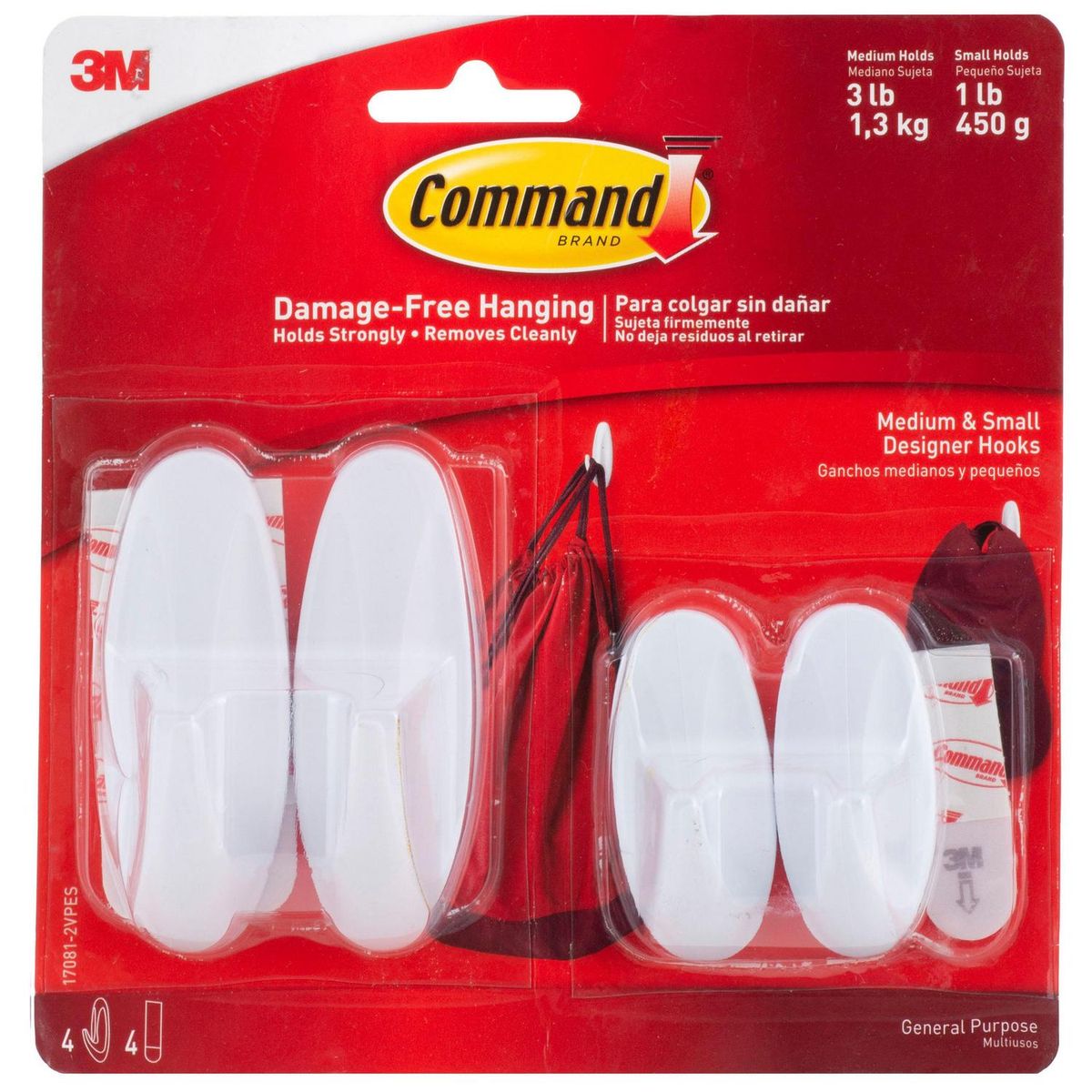 COMMAND - Gancho pequeño y mediano 4 unidades