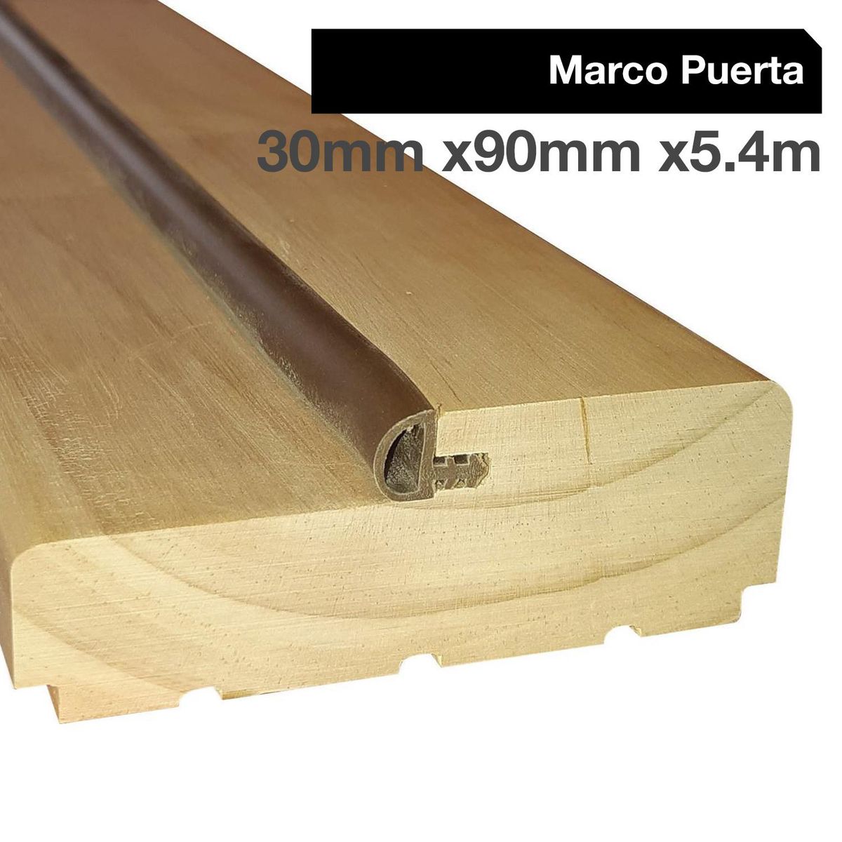 HOLZTEK - Juego marco puerta pino con burlete 30 mm x 90 mm x 5,4 m