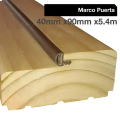 HOLZTEK - Juego marco puerta pino con burlete 40 mm x 90 mm x 5,4 m