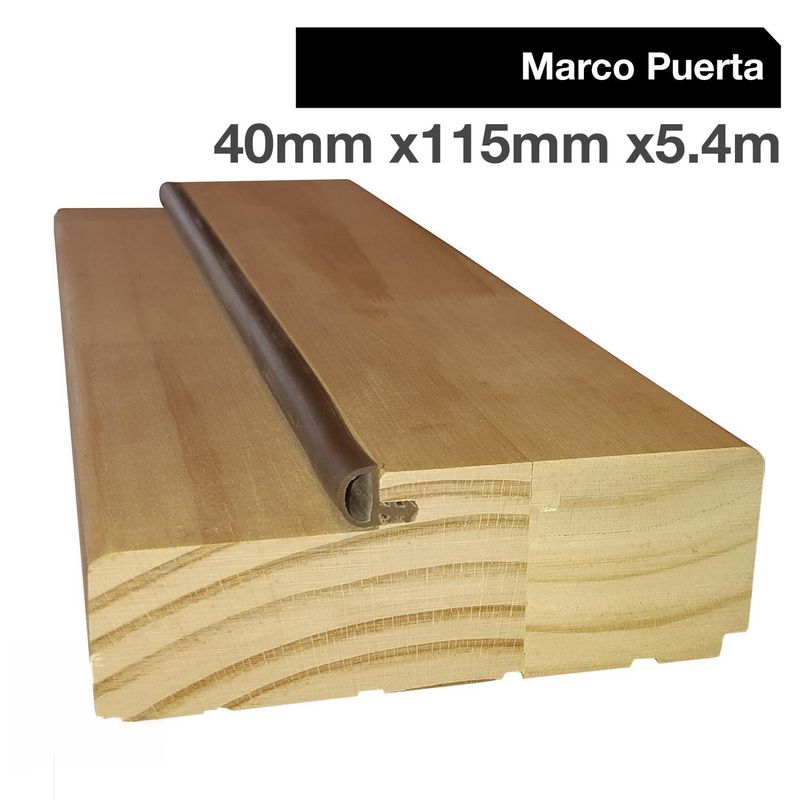 HOLZTEK - Juego marco puerta pino con burlete 40 mm x 115 mm x 5,4 m