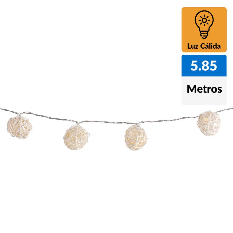 LEDZONE - Guirnalda 220V ovillo blanco 20 luces
