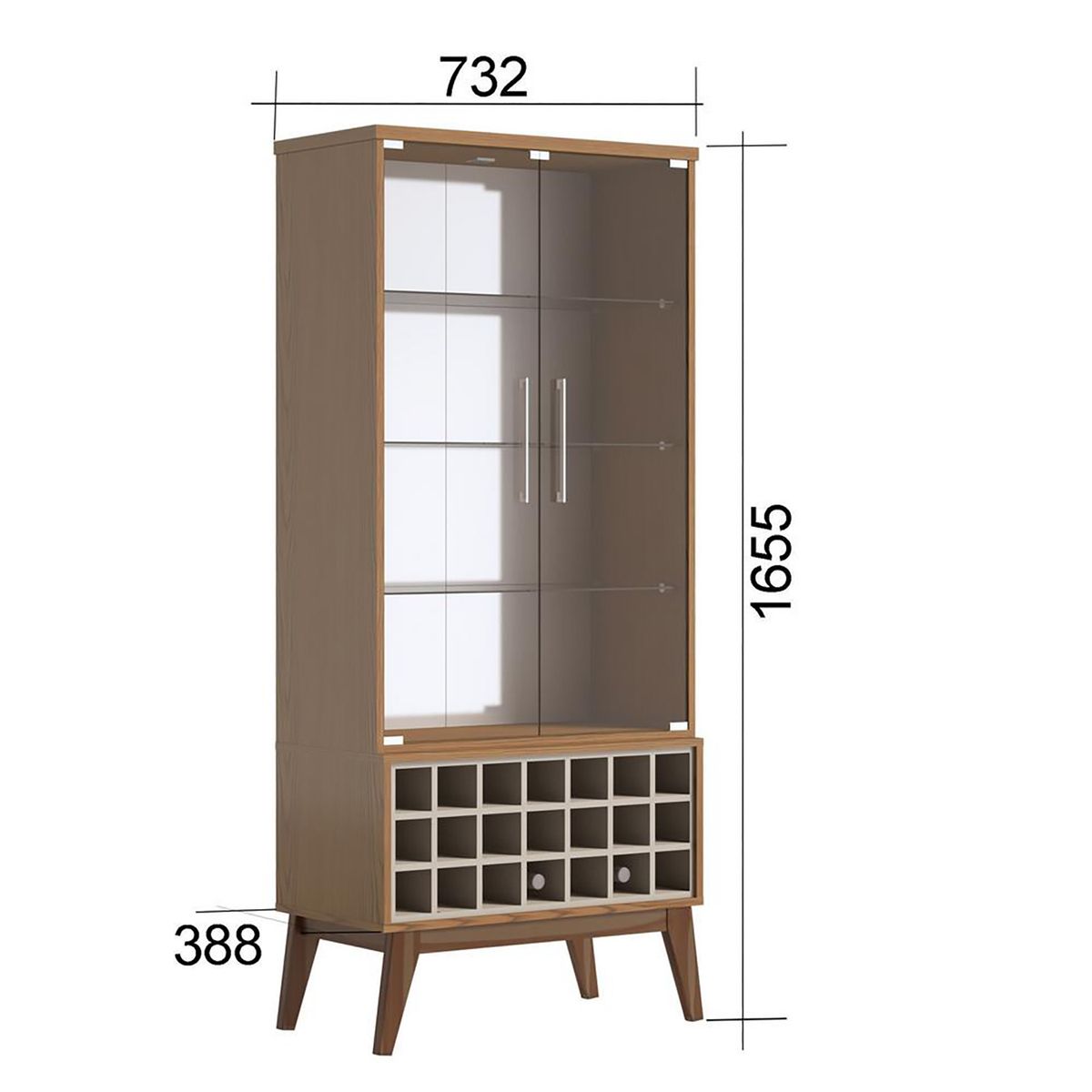 ALTAVISION - Vitrina classic 166 cm Café/ Blanco