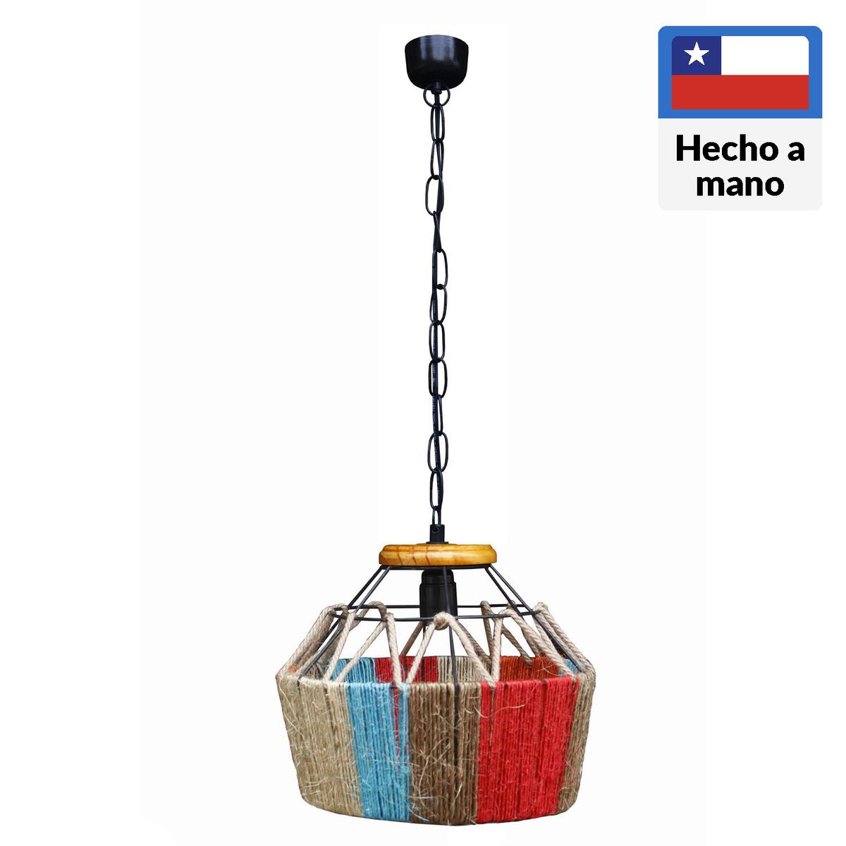 CAROLD STEVENS - Lámpara Colgante 1 Luz Madera Rojo