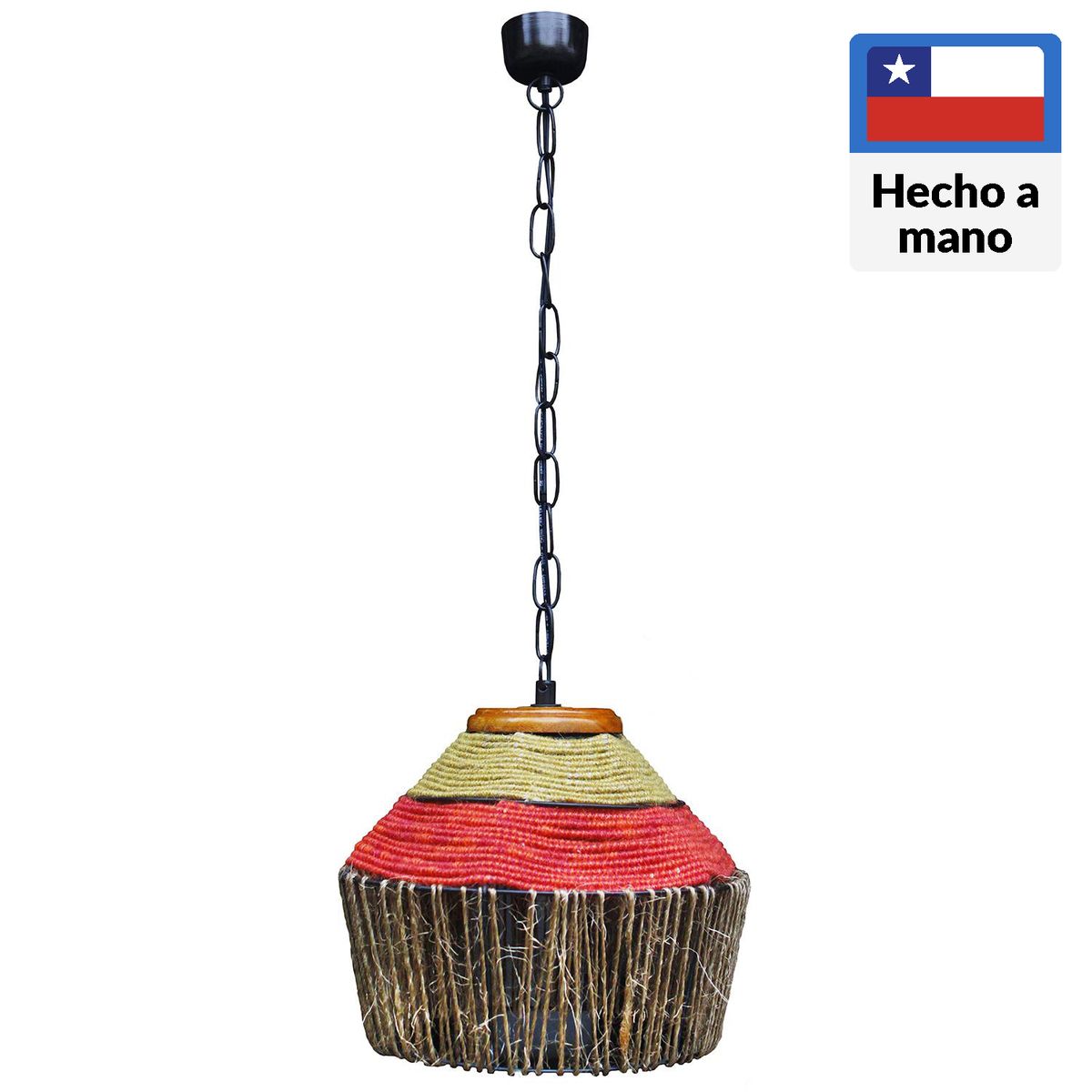 CAROLD STEVENS - Lámpara Colgante Ámber 1 Luz Madera Naranjo