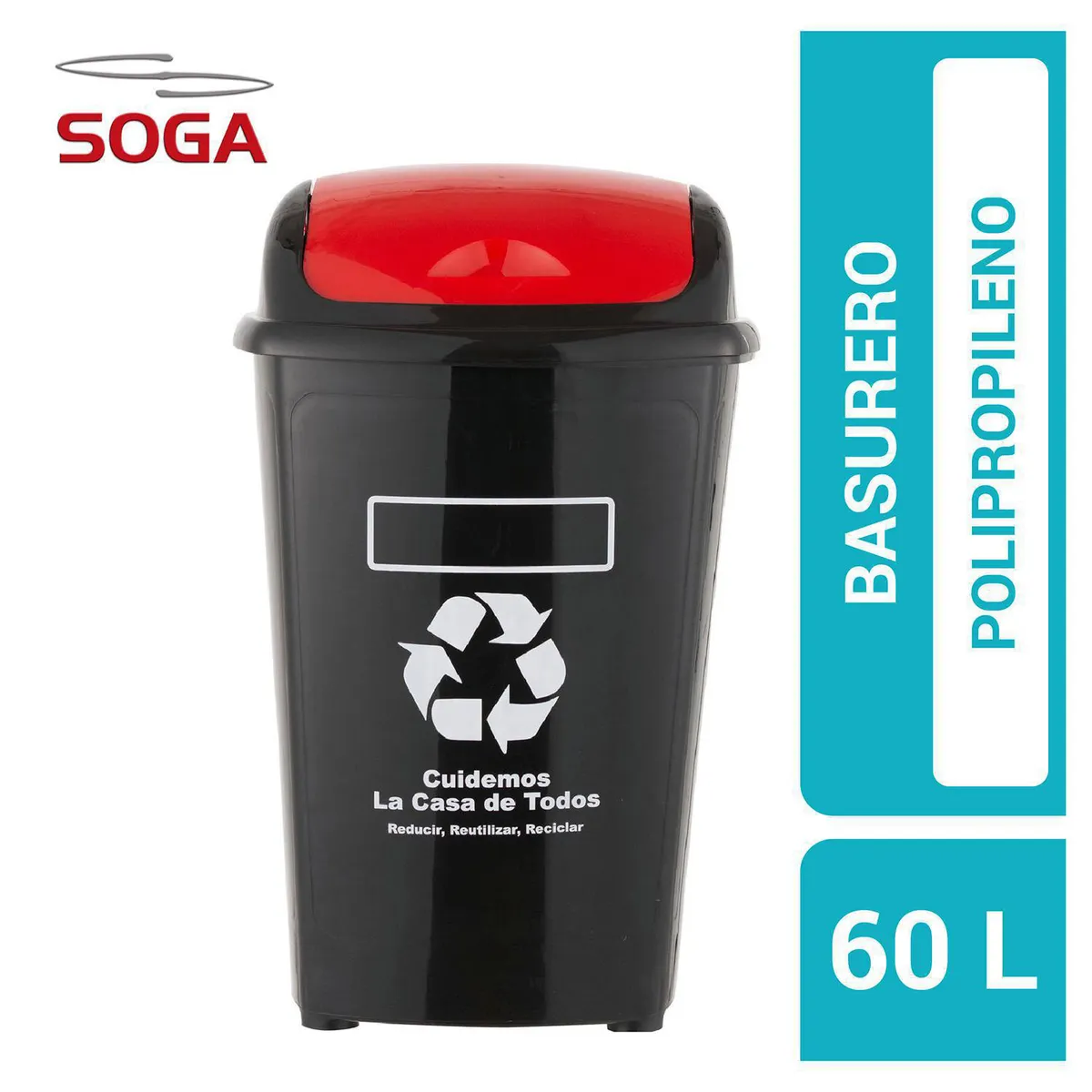 SOGA - Basurero 60 Litros Plástico Negro