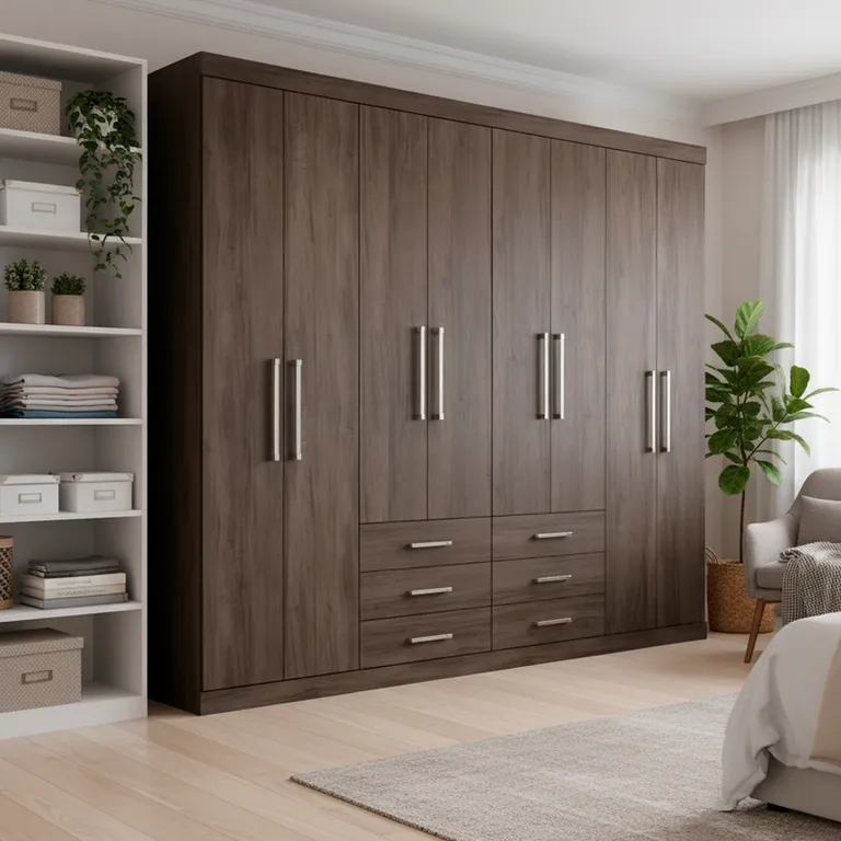 Clóset Master 8 Puerta(s) 6 Cajón(es) 10 Repisa(s) 239x217x46 cm Café