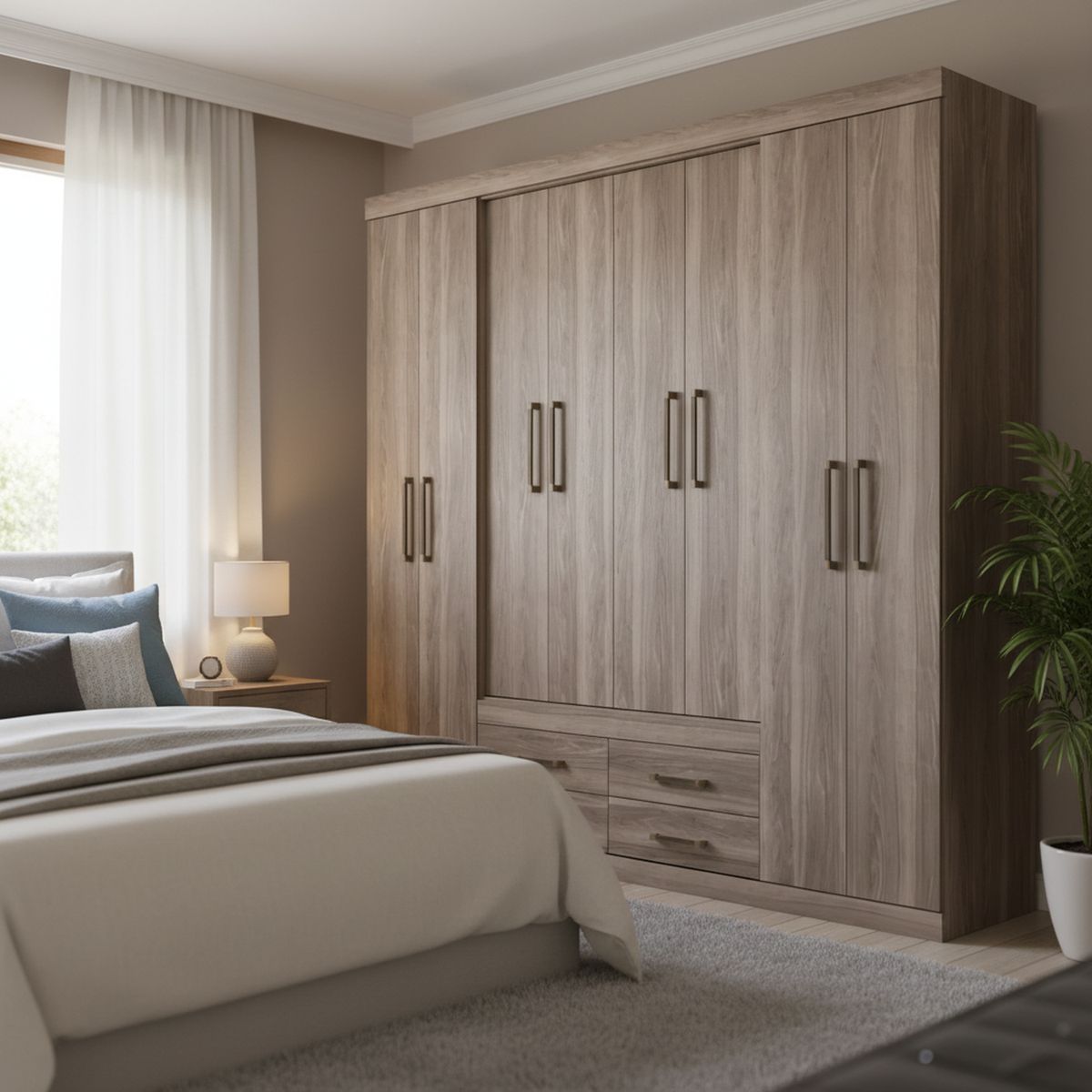 ALTAVISION - Clóset Nápoles 8 Puerta(s) 4 Cajón(es) 11 Repisa(s) 212x217x46 cm Café