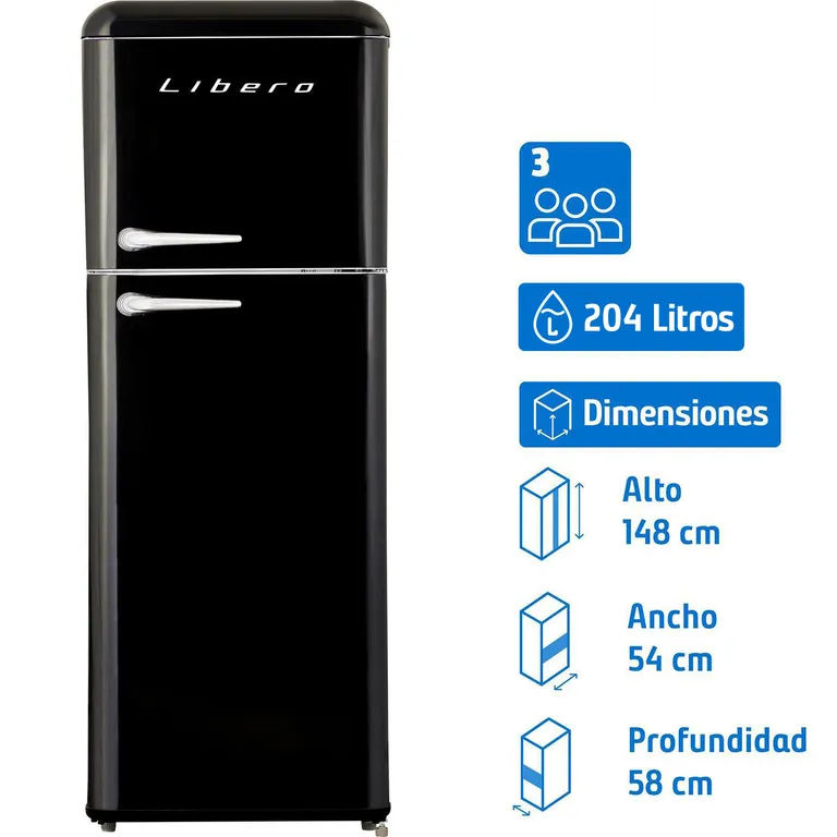 Refrigerador Top Freezer Frío Directo 203 Litros Negro LRT-210DFNR