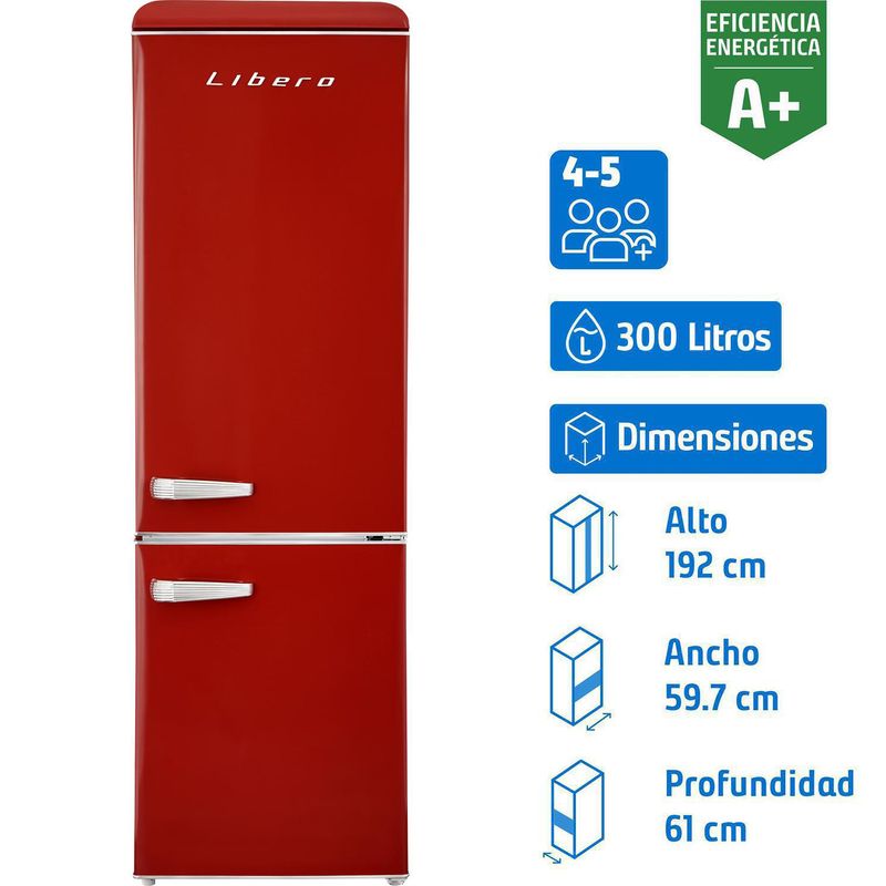 LIBERO - Refrigerador Bottom Freezer Frío Directo 300 Litros Rojo LRB-310DFRR