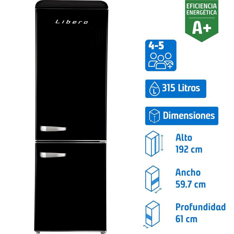 LIBERO - Refrigerador Bottom Freezer Frío Directo 300 Litros Negro LRB-310DFNR