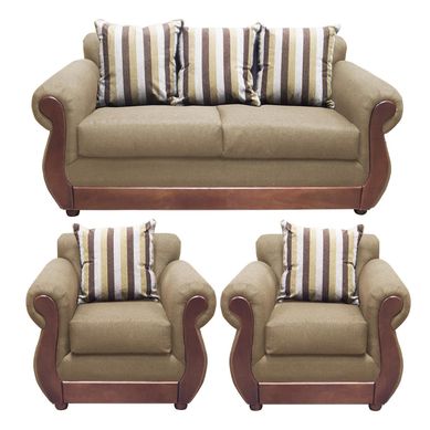 Juego living brigitte beige sof + 2 sillones