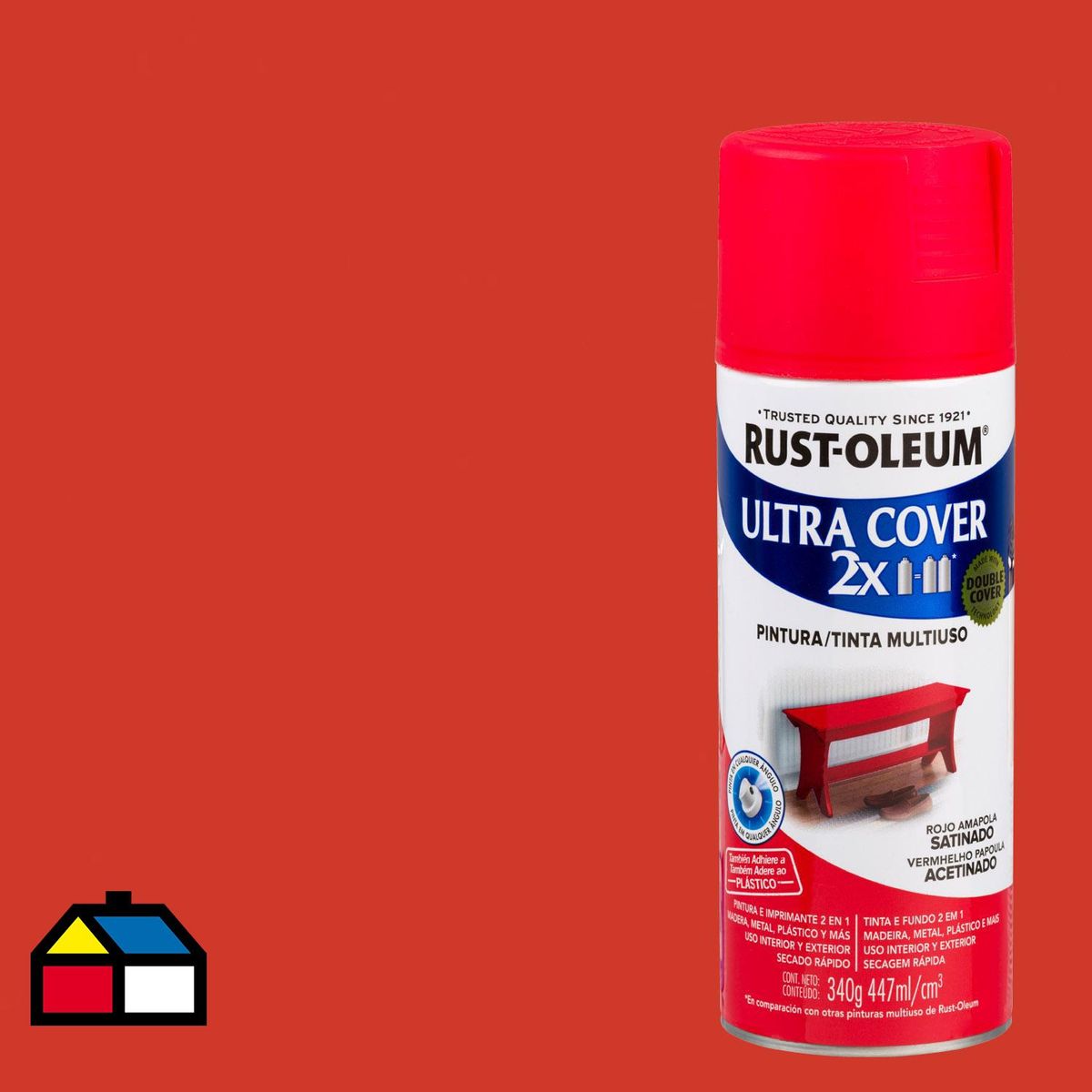 RUST OLEUM - Pintura Ultra Cover Spray 0.447 l Satinado Rojo