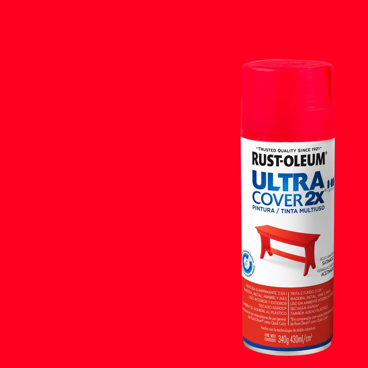 RUST OLEUM - Pintura Ultra Cover Spray 0.447 l Satinado Rojo