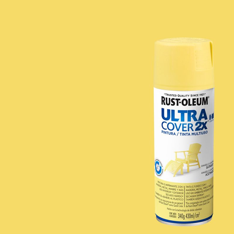 RUST OLEUM - Aerosol ultra cover amarillo lemongrass satin 340 gramos
