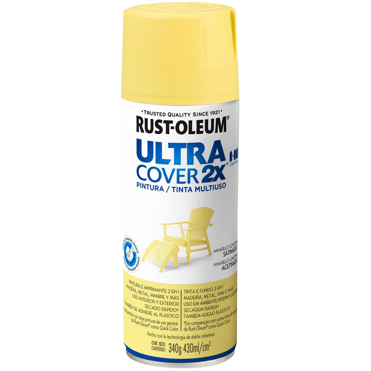 RUST OLEUM - Pintura Ultra Cover Spray 0.443 l Satinado Amarillo
