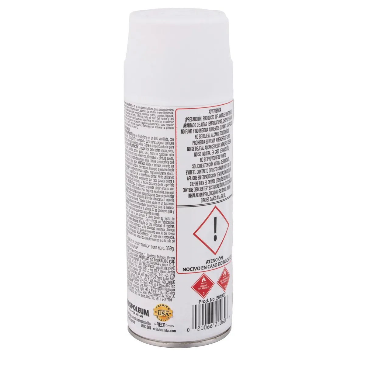 RUST OLEUM - Primer Multiuso Rust-oleum Zinsser Blanco 421 ml para Todo Tipo Superficies