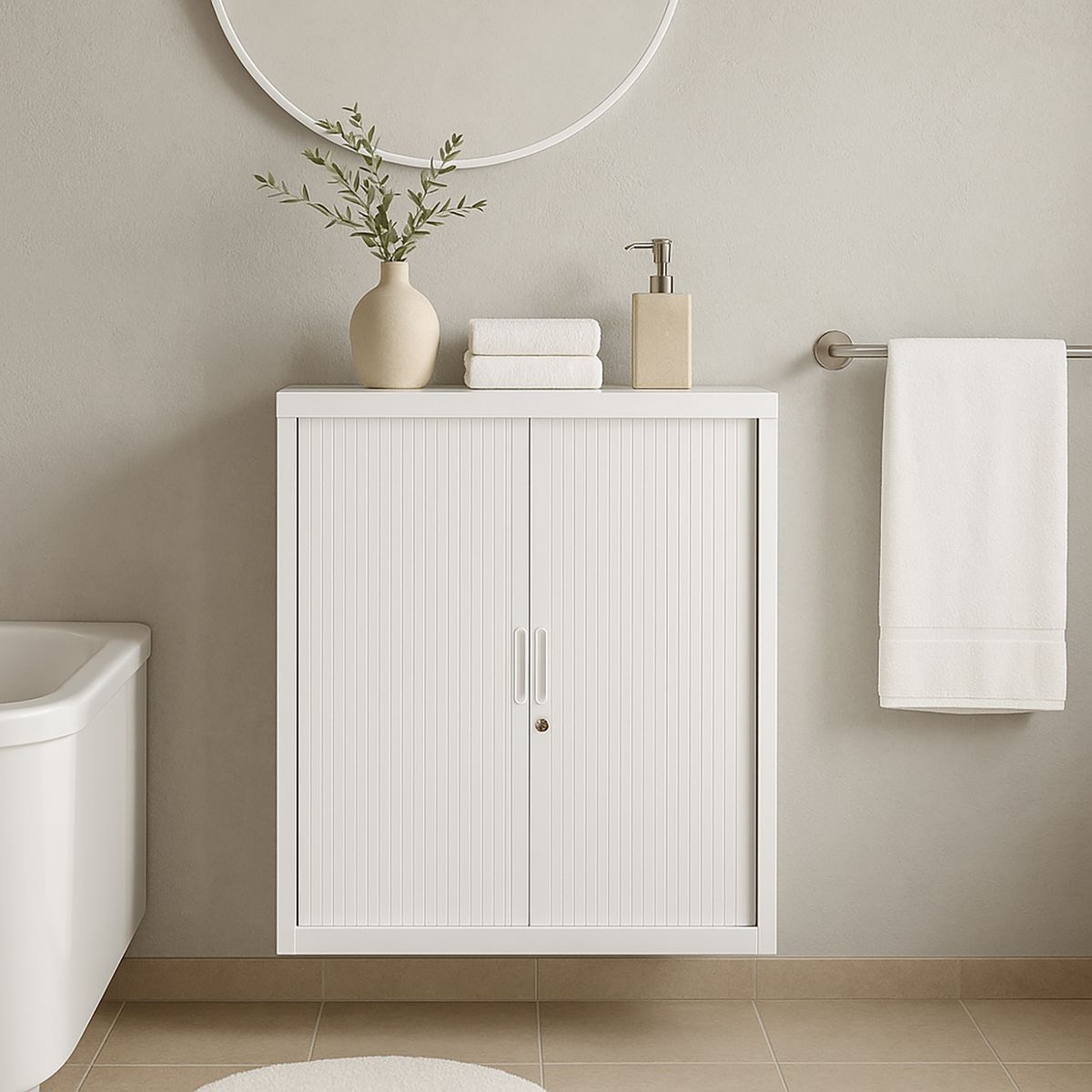 MALETEK - Gabinete puerta de tambor blanco