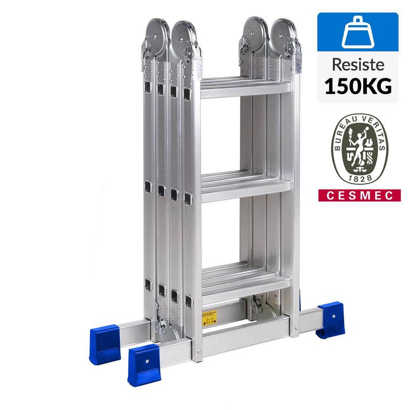 REDLINE - Escalera articulada 12 peldaños alto 3.55 m. Resistencia 150 kg