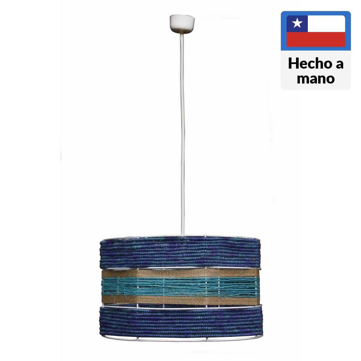 CAROLD STEVENS - Lámpara Colgante Tambor 1 Luz Fibras Naturales Multicolor