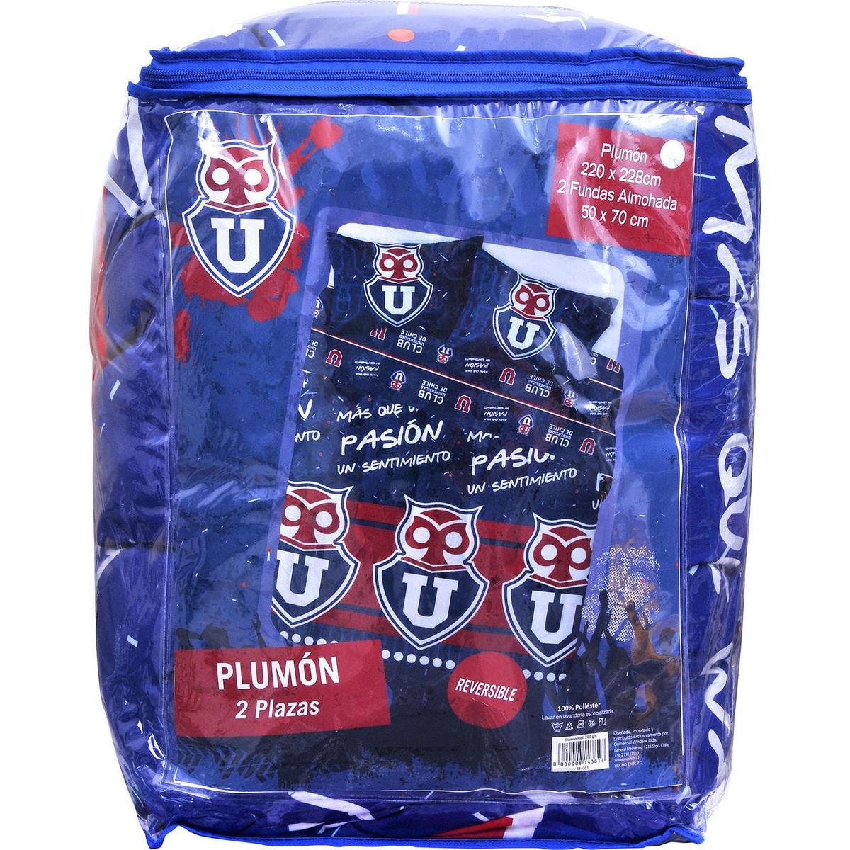 U DE CHILE - Plumón 1.5 plazas U de Chile Multicolor