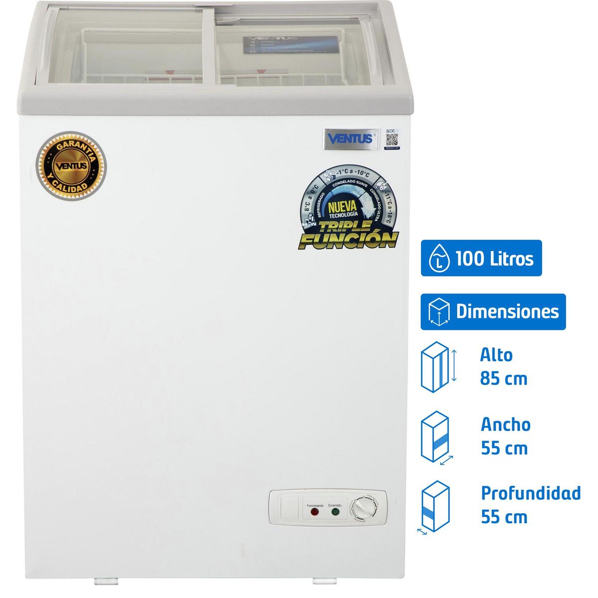 VENTUS - Freezer Horizontal 100 Litros Blanco CTV-100C