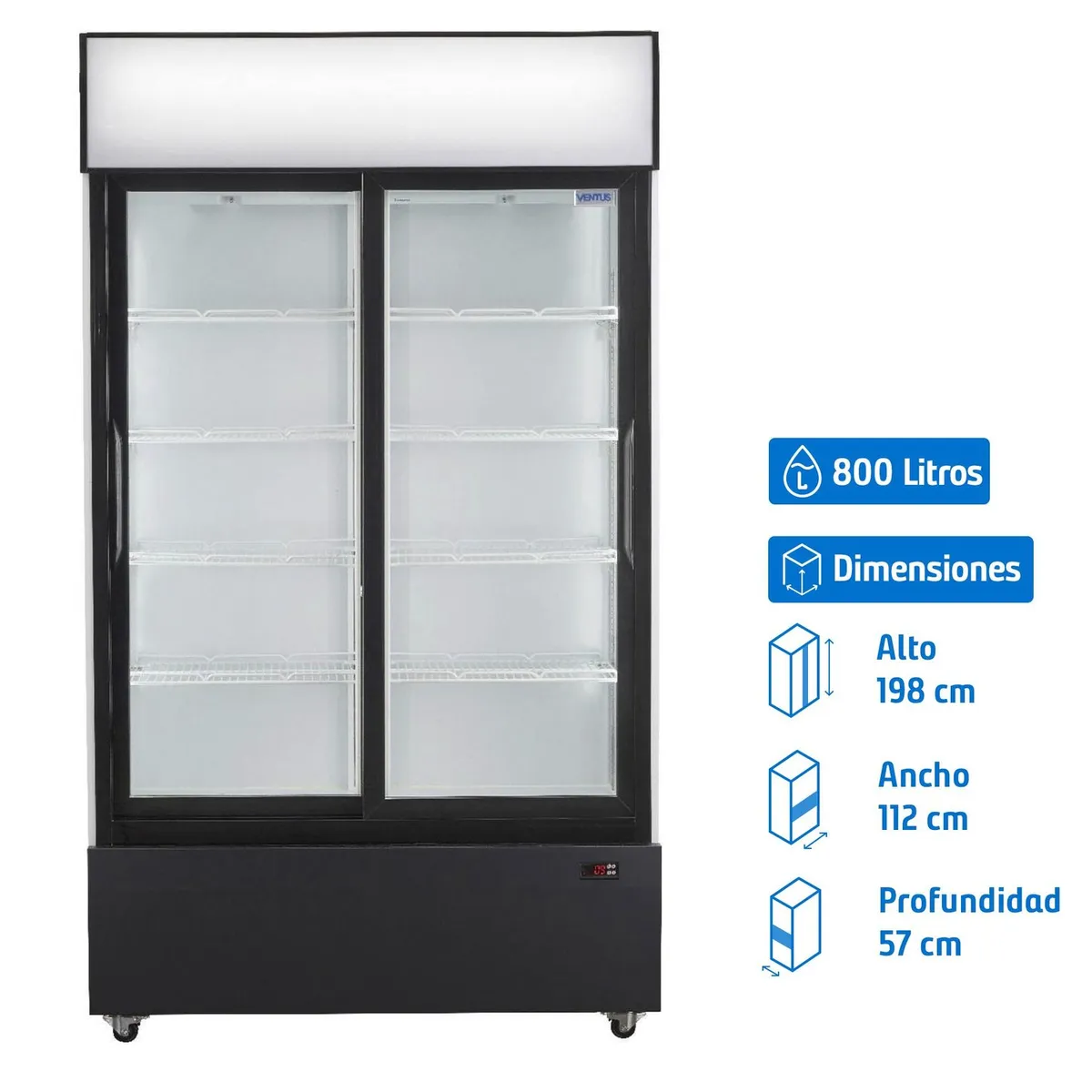 VENTUS - Visi-cooler 800 litros 2 puertas correderas