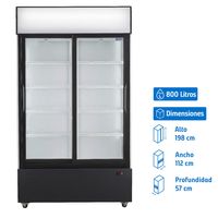 Visi-cooler 800 litros 2 puertas correderas