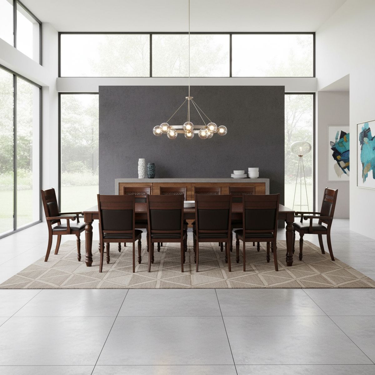 CIC - Juego de Comedor Grand Cordobes 10 Sillas Mesa Rectangular 120x76x240 cm Café