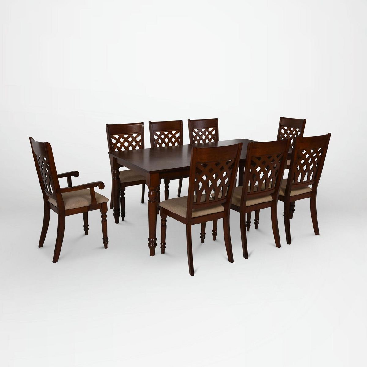 CIC - Juego de Comedor New Odessa 8 Sillas Mesa Rectangular 102x76x180 cm Caoba