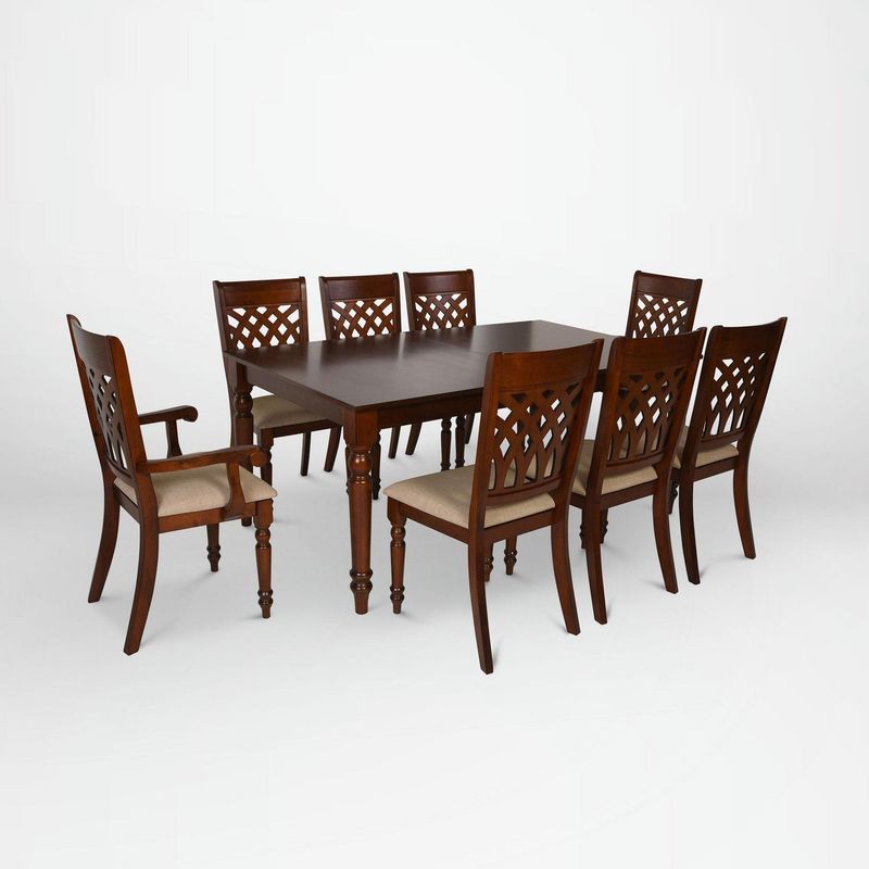 CIC - Juego de Comedor Odessa 8 Sillas Mesa Rectangular 102x76x180 cm Caoba