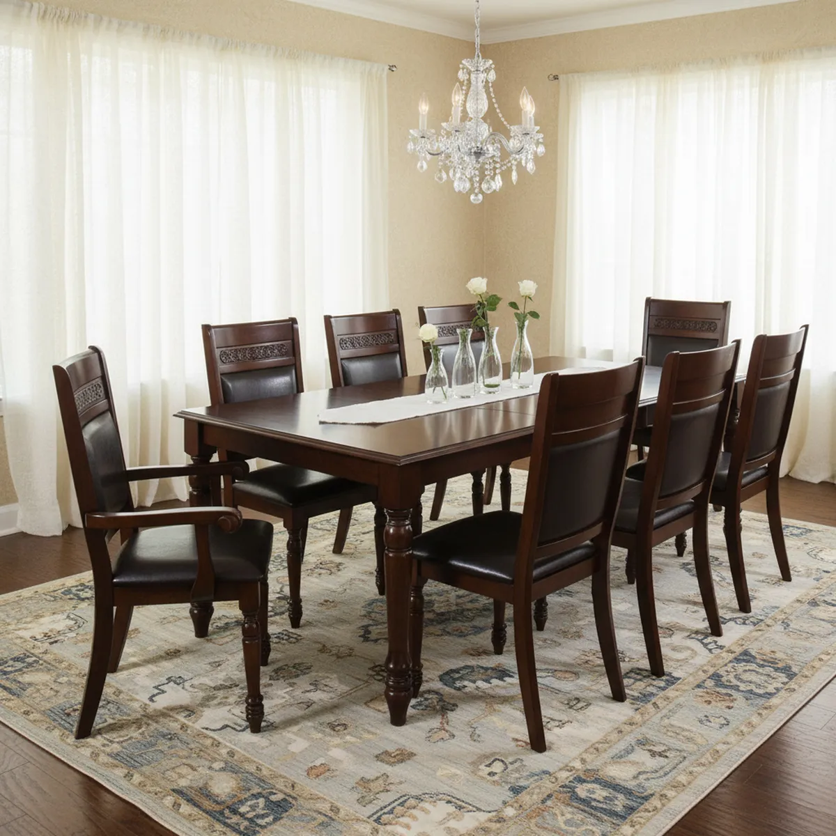 CIC - Juego de Comedor Cordobes 8 Sillas Mesa Rectangular 102x76x180 cm Café