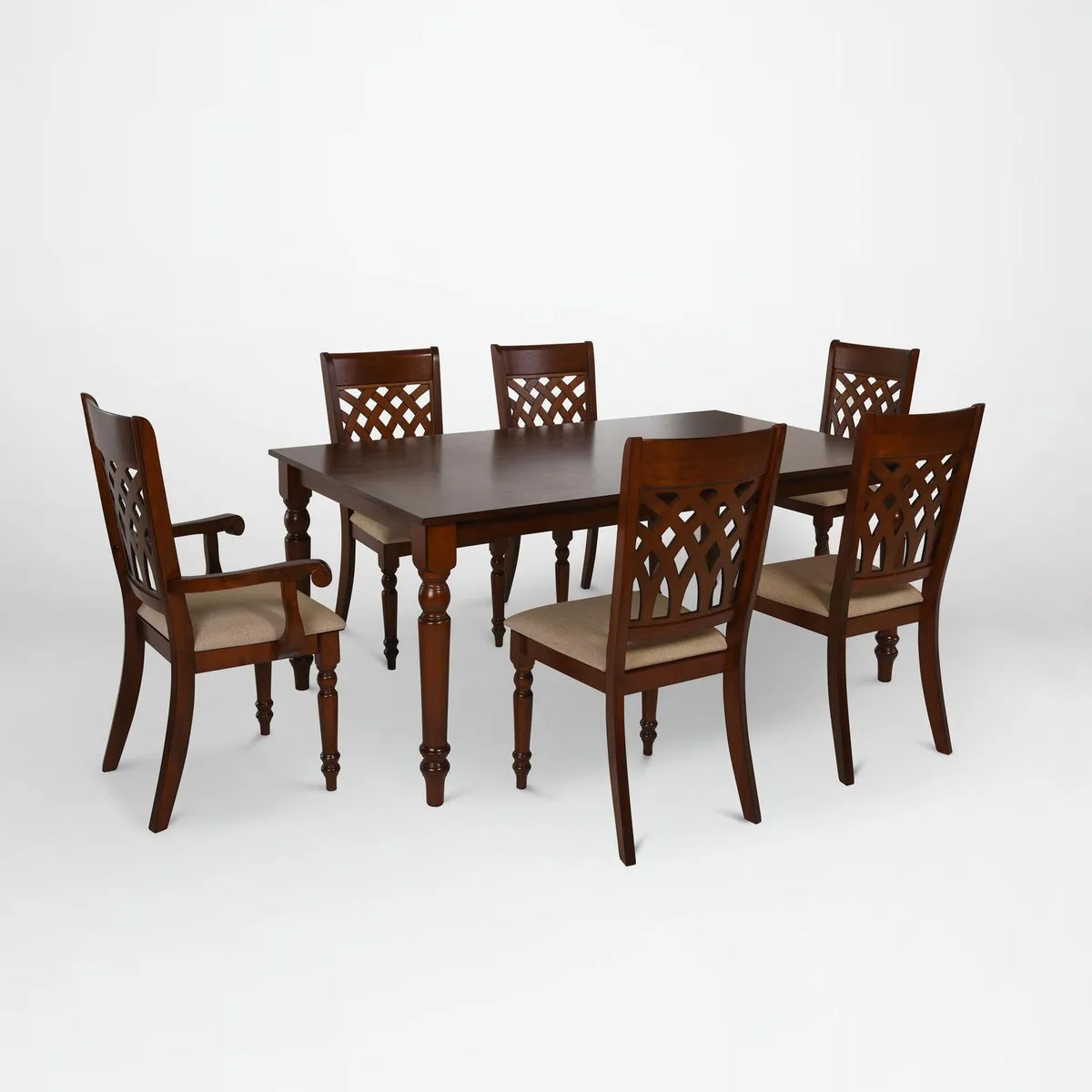 CIC - Juego de Comedor New Odessa 6 Sillas Mesa Rectangular 102x76x180 cm Café