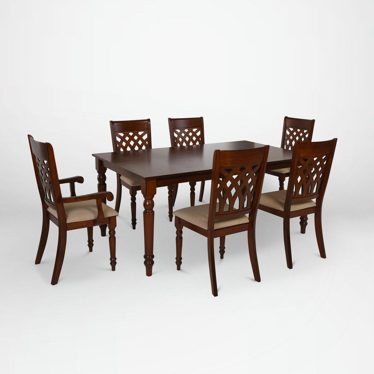 CIC - Juego de Comedor New Odessa 6 Sillas Mesa Rectangular 102x76x180 cm Café