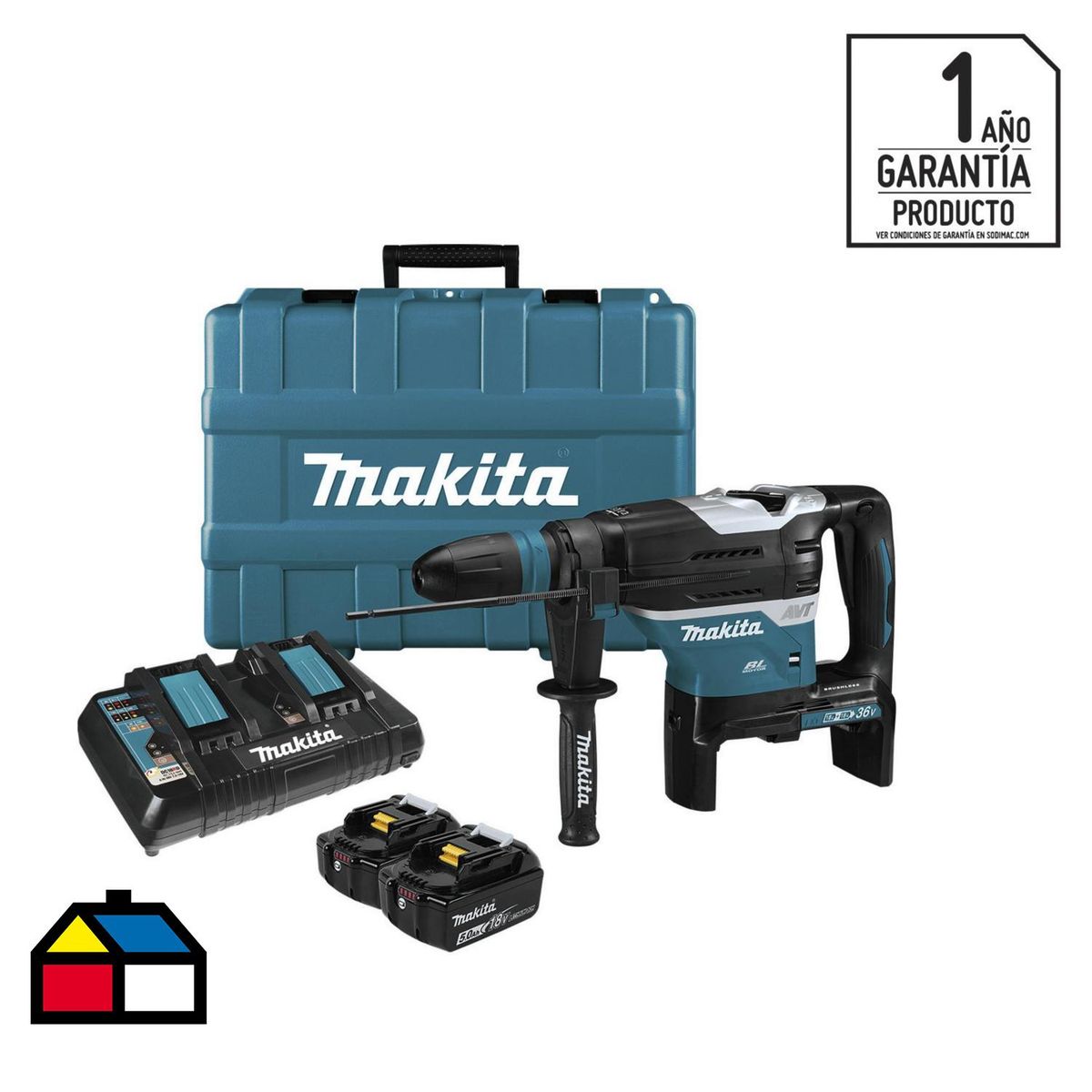 MAKITA - Rotomartillo inalámbrico 18V 8.0 J + 2 baterías