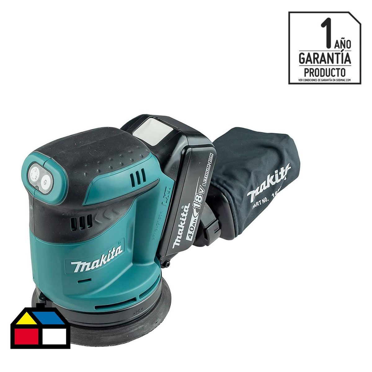 MAKITA - Lijadora roto orbital inalámbrica 18V + 2 baterías