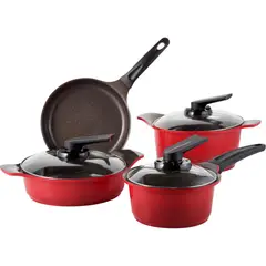 ROICHEN - Batería de Cocina 7 Piezas Cerámica Natural Rojo