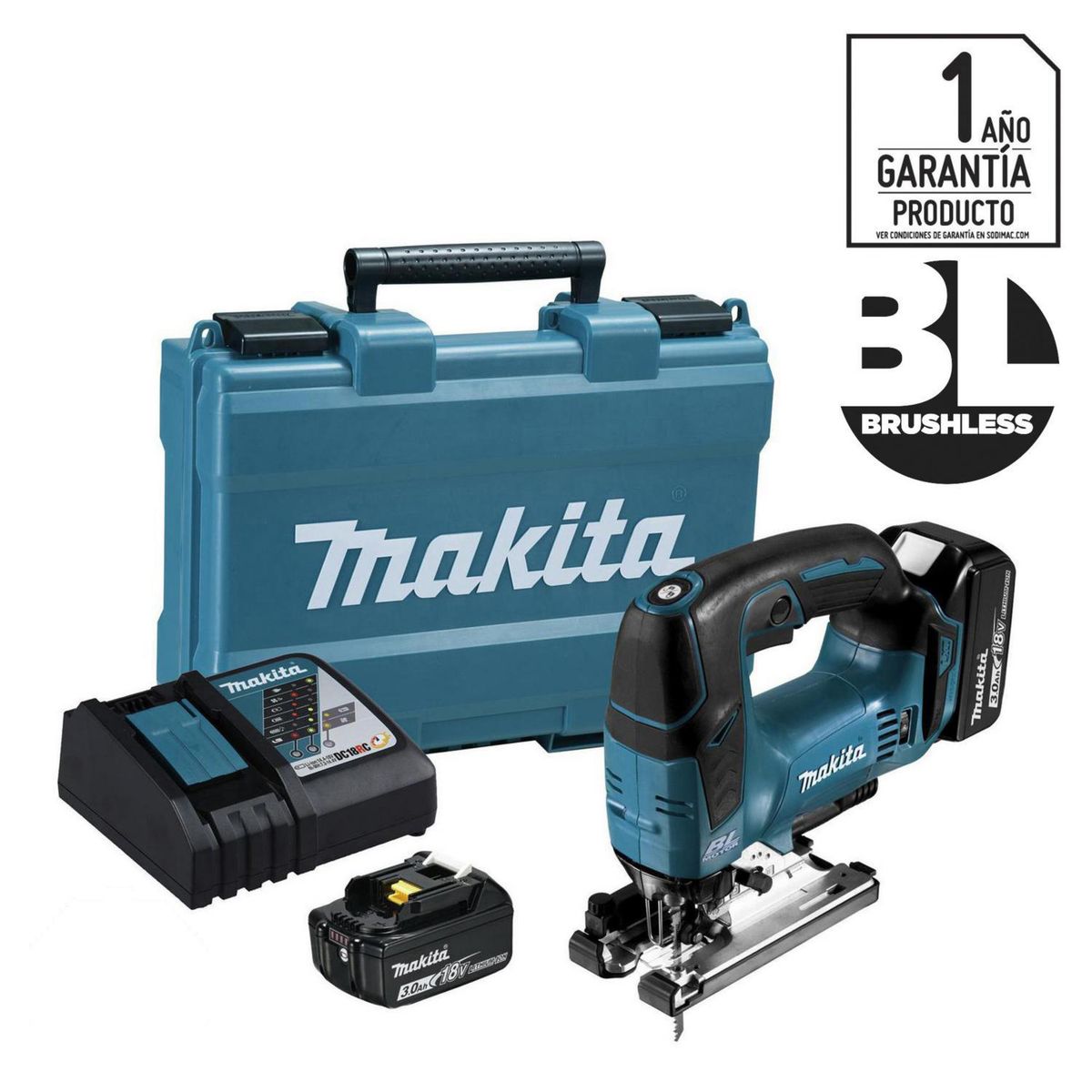 MAKITA - Sierra caladora inalámbrica 18V + 2 baterías