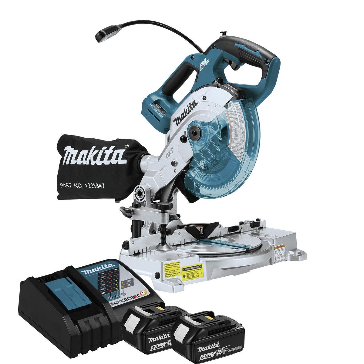 MAKITA - Sierra ingleteadora inalámbrica 6 1/2" 18V + 2 baterías