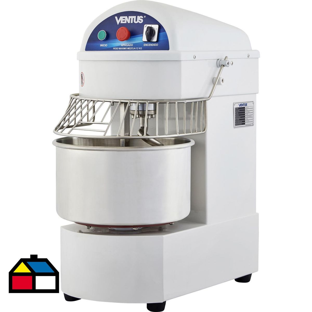VENTUS - Amasadora Industrial 12 l 1.1 W Blanco VAM-30