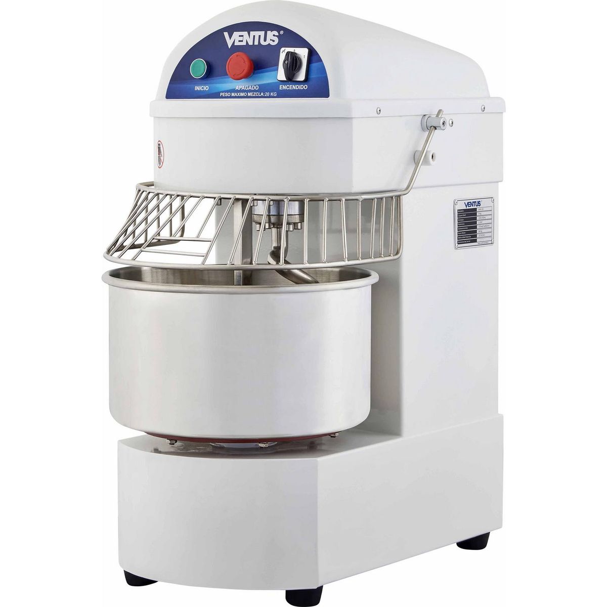 VENTUS - Amasadora Industrial 20 l 1.1 W Blanco VAM-50