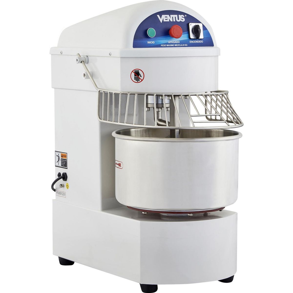 VENTUS - Amasadora De repostería 8 l 1.1 W Blanco/Gris VAM-20