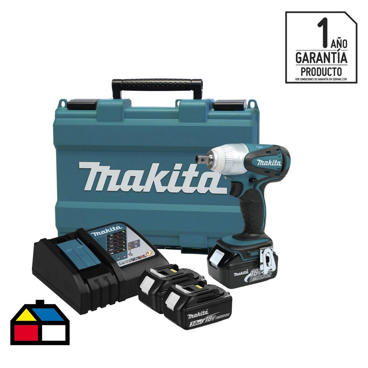 MAKITA - Llave de impacto inalámbrica 18V + 2 baterías