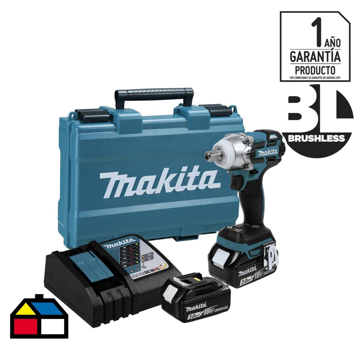 MAKITA - Llave de impacto inalámbrica 18V + 2 baterías