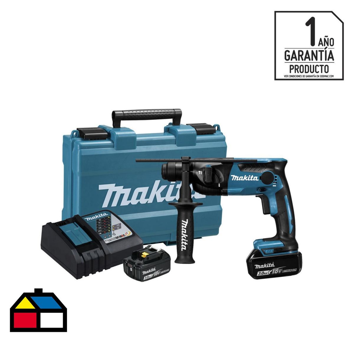 MAKITA - Rotomartillo inalámbrico 18V 1.3 J + 2 baterías