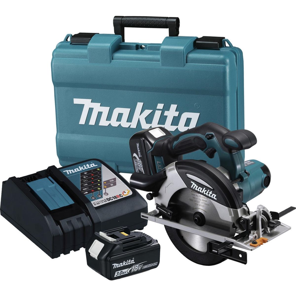 MAKITA - Sierra circular inalámbrica 6 1/2" 18V + 2 baterías