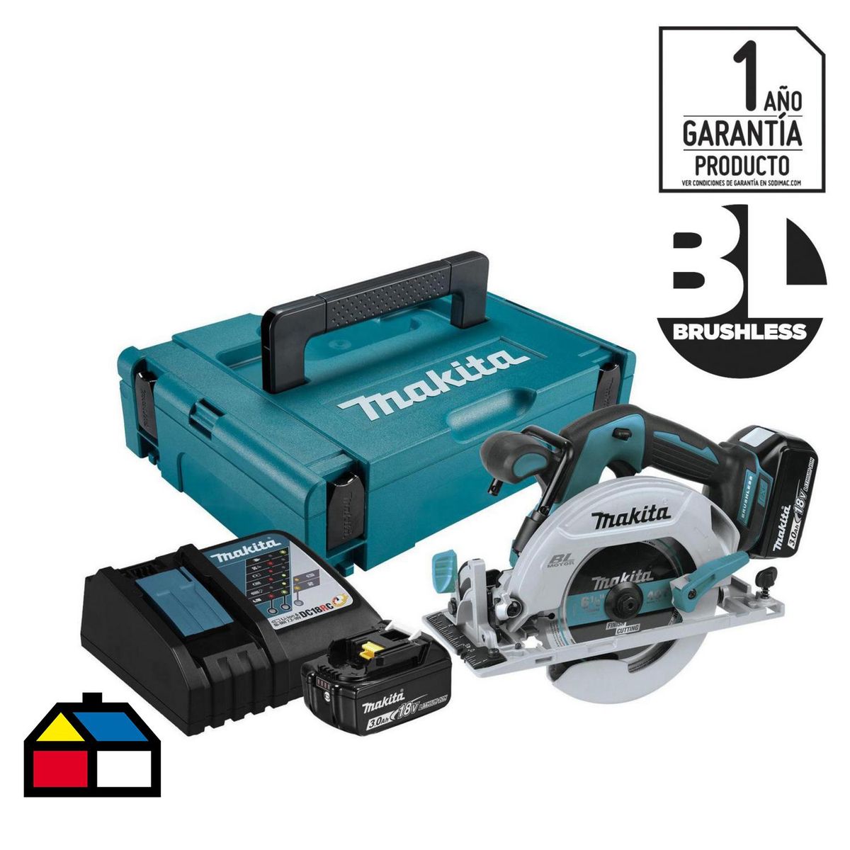 MAKITA - Sierra circular inalámbrica 6 1/2" 18V + 2 baterías