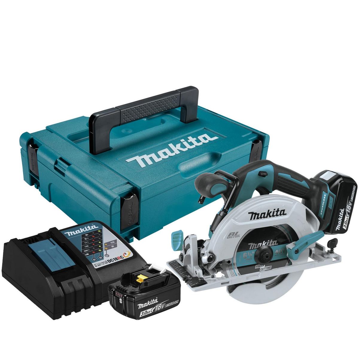 MAKITA - Sierra circular inalámbrica 6 1/2" 18V + 2 baterías